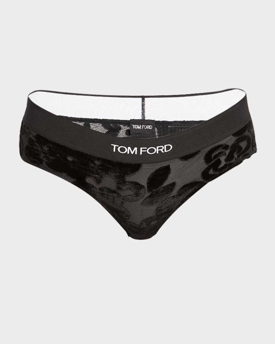 Primrose Floral Devoré Logo Band Tulle Brief